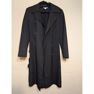 Michael Kors Black Wool Blend Trench Coat Belted Made in Italy‎ Size 8 (READ)